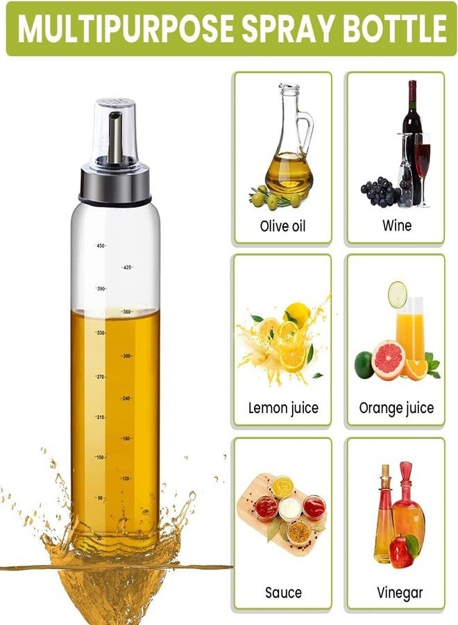 باسكيتي وعاء زجاجي للزيت والخل من باسكتي، زجاجة زيت سائلة بغطاء معدني من زجاج البوروسيليكات، سعة 500 مل، طول 24 سم (عبوة جديدة من قطعتين) - Image 4